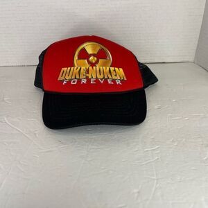 Duke Nukem Forever Hat Cap Snap Back OSFA Red Black 2K Games Trucker Mesh Adult